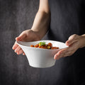 Wholesale Nordic Ceramic Soup Bowls Disposable White Ramen Noodle Fruit Salad Mixing Bowls Microwave Safe Hotel Parties