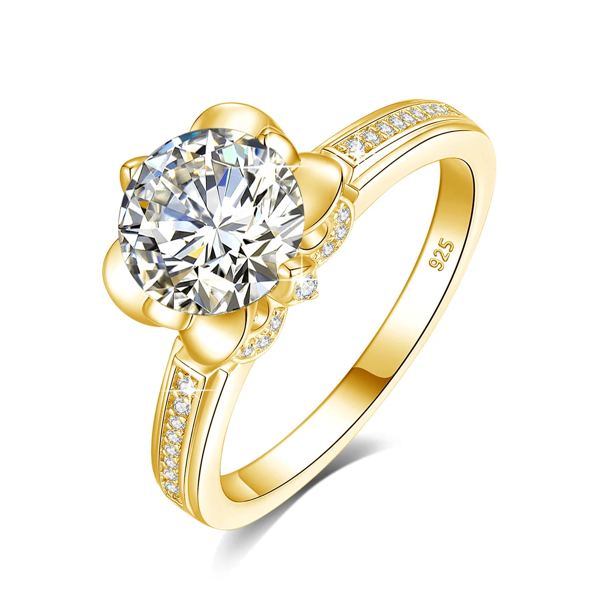 Fine Quality Brand Jewelry Factory Engagement 925 Sterling Silver VVS1 2 Carat Rings Moissanite Lab Diamonds Jewelry
