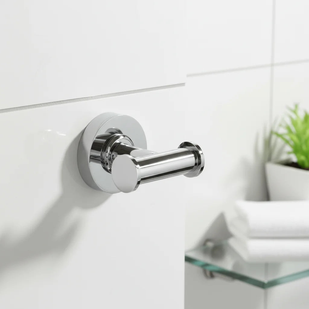 Quality Brass Multifunction Eco-Friendly Bathroom Clothing Hooks Rails Chrome Wall Mounted Double Shower Coat Hook