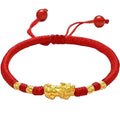 Dubai Jewelry   Pixiu Bracelet Gold Plated Jewelry Benming Year Couple Gift Red Rope Braided Gold Plated Beads Red Rope Bracelet