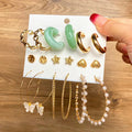 VKME New Vintage Gold Butterfly Drop Earrings Set for Women Bohemian Colorful Resin Pearl Dangle Earrings Jewelry