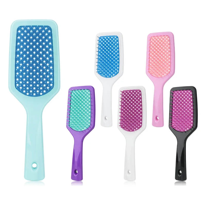 Hot Sale Custom Logo Barber Salon Massage Styling Curved Vented Paddle Detangling Grid Nylon Hair Brush Comb
