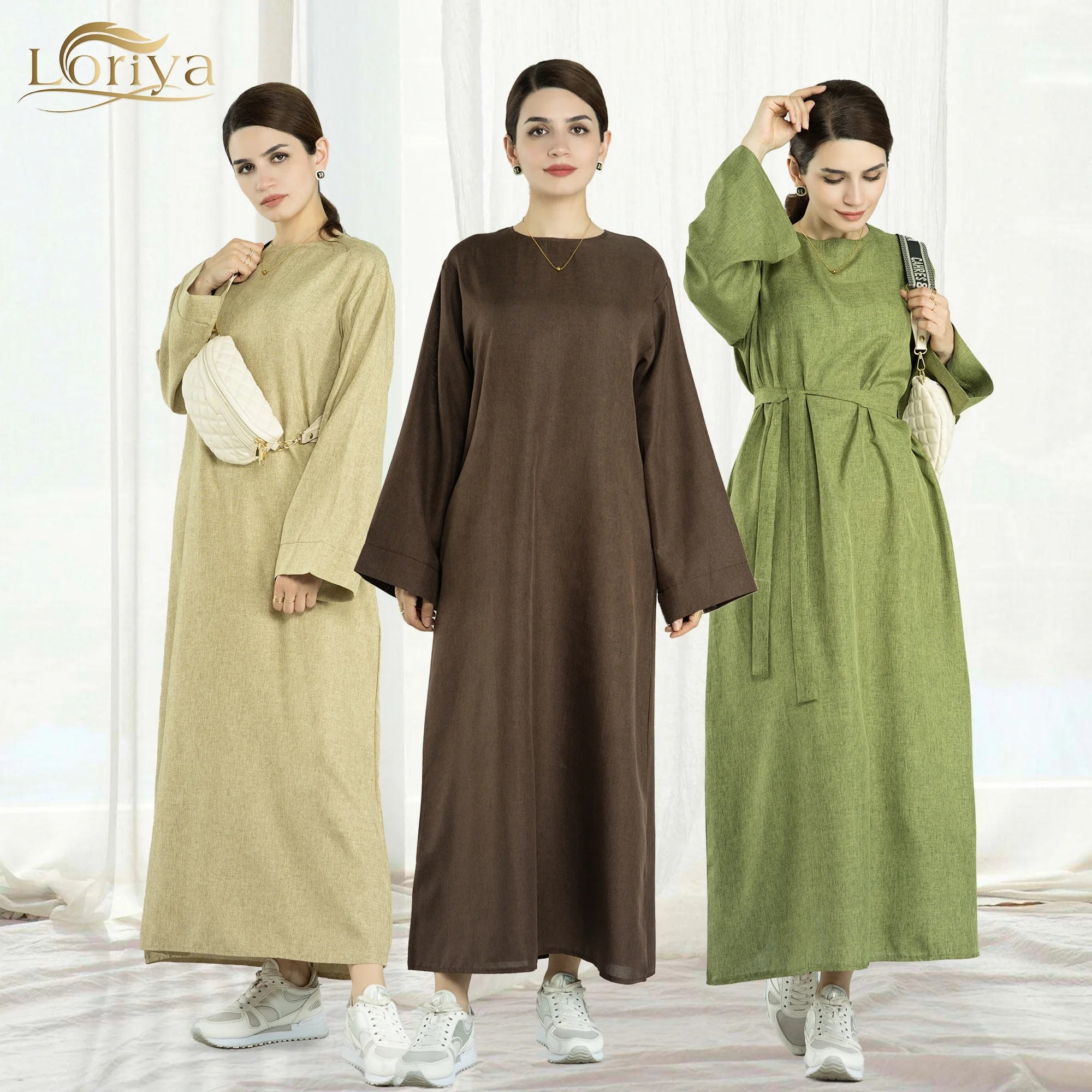 Loriya Latest Linen Closed Abaya Daily Wear Muslim Girls Abaya Turkey Abaya Dubai Women Islamic Clothing Wholesale