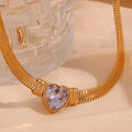 Dreamshow PVD Gold Plated Jewelry Hollow Out Heart Chokers Necklaces Women Stainless Steel Chain Necklace