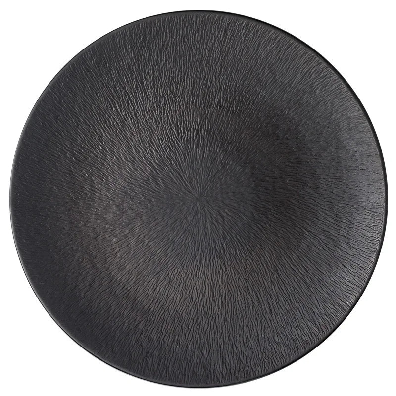 Solhui Japanese Black and White Restaurant Ceramic Plate Creative Large Ceramic Dinner Plate