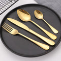 Stainless Steel Western Dining Tableware Set Steak Knife and Fork Hotel Tableware Golden Steel Knife and Fork Spoon 5pcs Set