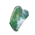 Huiying Arrival Moss Agate Crystal Jade Jagged square Shape Face Gua Sha Tool Face Guasha Stone Massager on Sale Ready to Ship MegaBDM