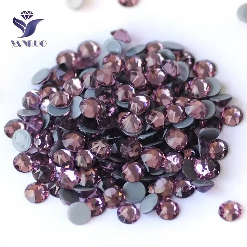 YANRUO Light Amethyst Rhinestone Mirror Glass Rhinestones Bulk Wholesale  Crystal for Dresses
