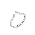 925 Sterling Silver Rhodium-Plated Adjustable Open Ring Waterproof Non-Fading Fine Jewelry with Diamond for Weddings & Parties