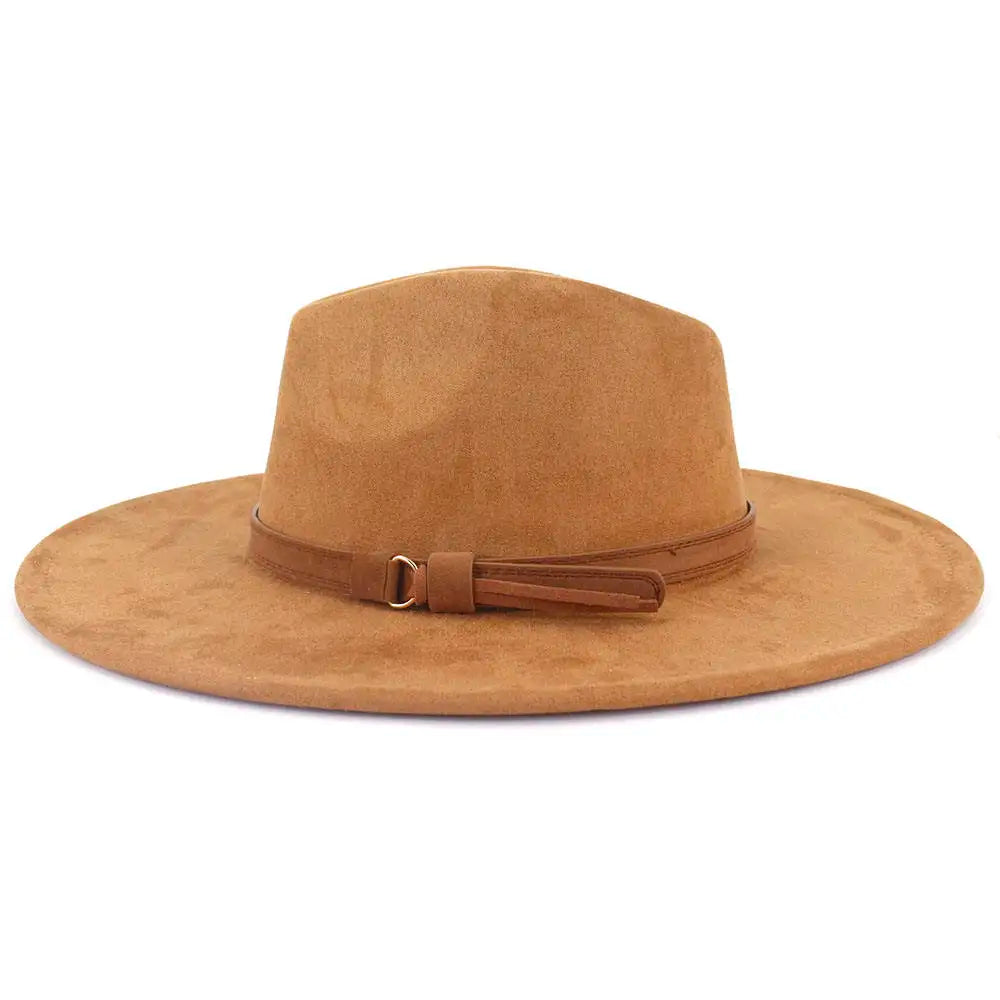 Wholesale Fashion Classic Sombrero Flat Wide Brim Felt Hat Vegan Suede Fedora Hat for Men Women Jazz Panama Fall Winter