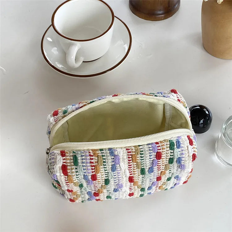 XXN 2024 Colorful Star Pattern Fashion Small Travel Cosmetic Bag New Release Polyester Cotton Zipper Closure Makeup Storage