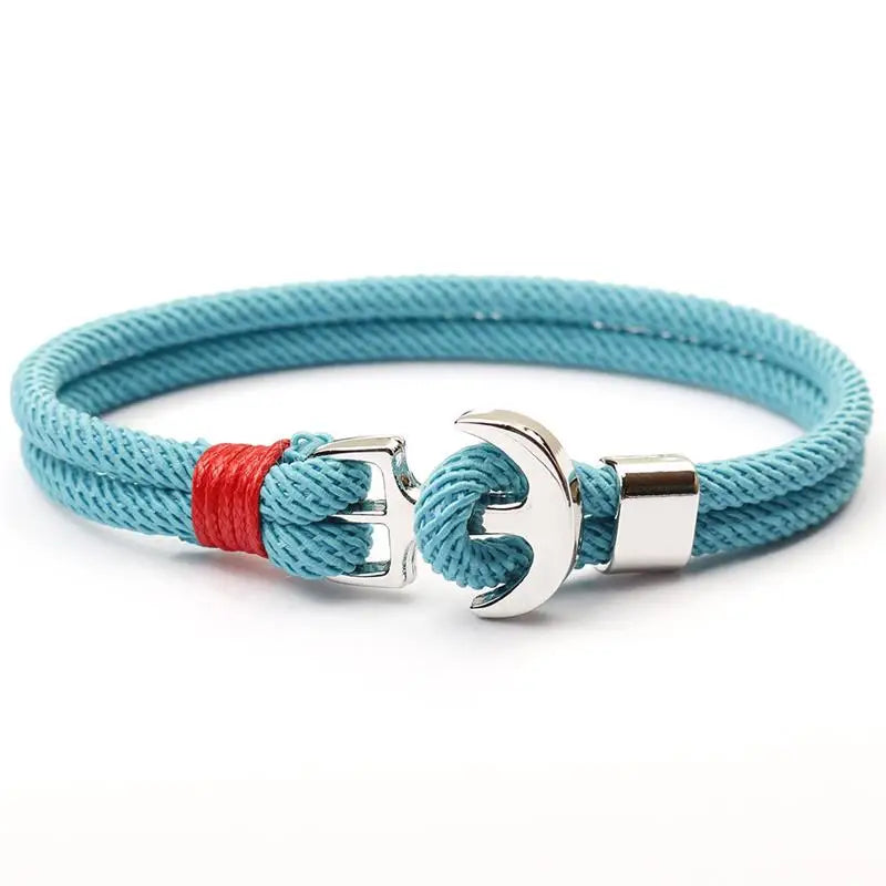Wholesale Vintage Sailing Anchor Charm Multi-Layer Milan Rope Twining Woven Nylon Rope Couple Bracelet