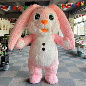 Outdoor Adult Walking Inflatable pink Rabbit Costume Easter Adult Inflatable Rabbit Costume for Parade