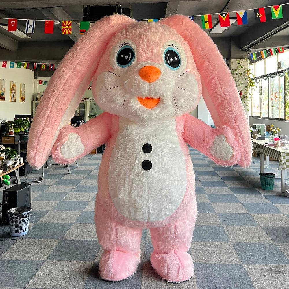 Outdoor Adult Walking Inflatable pink Rabbit Costume Easter Adult Inflatable Rabbit Costume for Parade