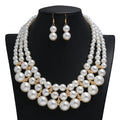 LYX283 Hot Selling Fashion Pearls Jewelry Set Women Multi Layer Pearls Necklace Earrings Set Jewelry
