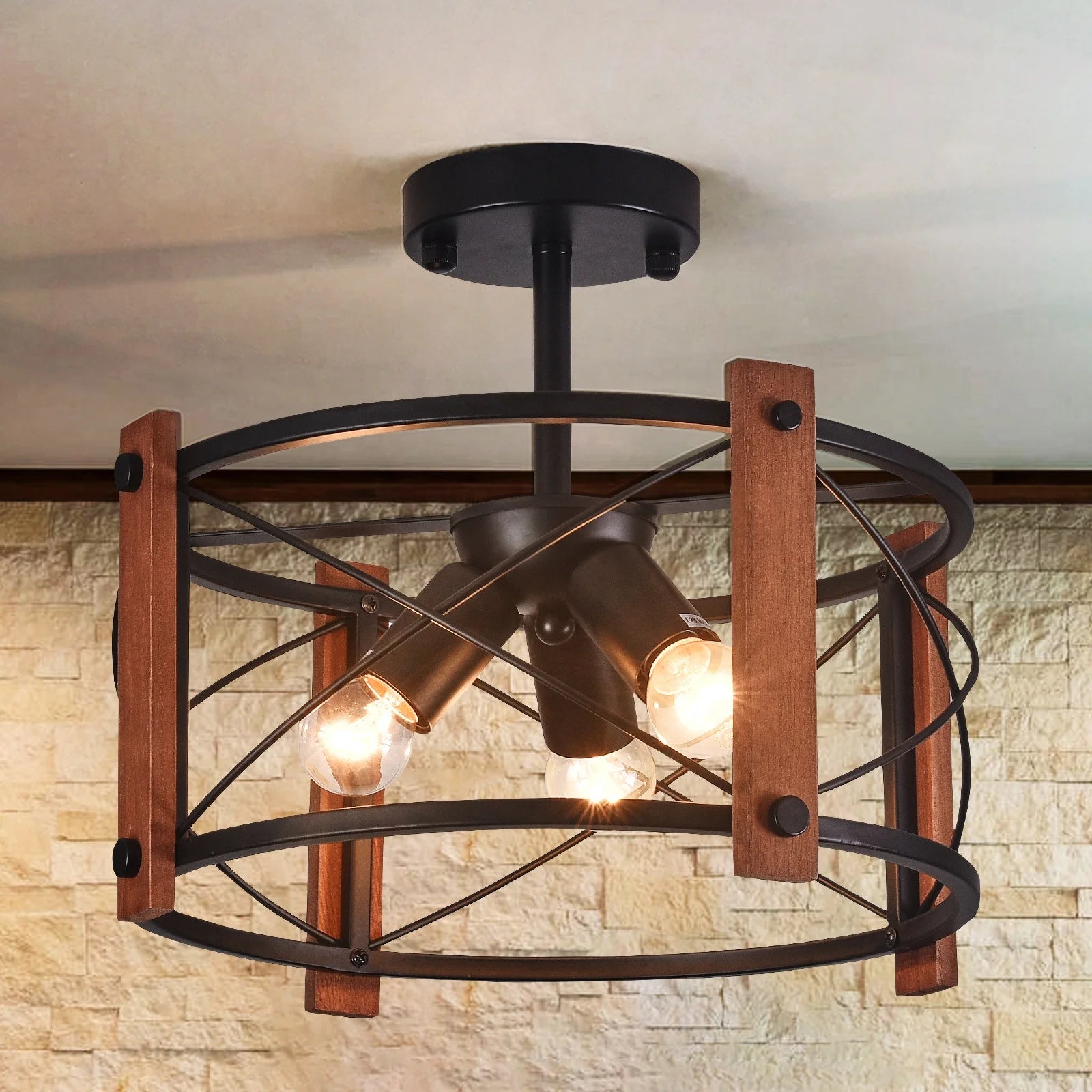 E26  Bulb Retro Farmhouse Post Modern Ceiling Light Rustic for Home