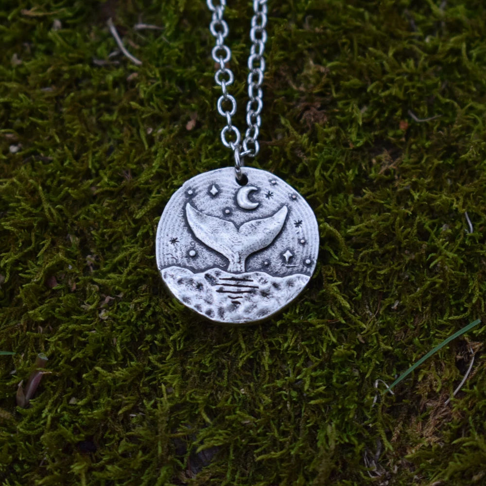 Whale Tail Pendant Necklace Marine Life Necklaces Mermaid Tail Jewelry Surfer Beach Gift
