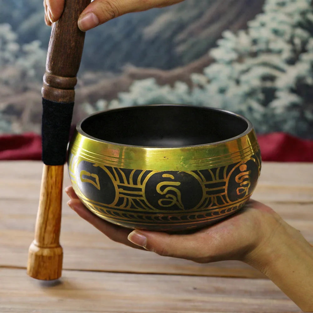 Hot Selling Handmade Buddha Music Bowl Feng Shui Style Bronze Chime Song Bowl Yoga Meditation Polished Leather Technique Custom
