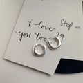 Geometric Brushed 925 Sterling Silver Square Hollow Round Clip Earrings Women Fine Jewelry