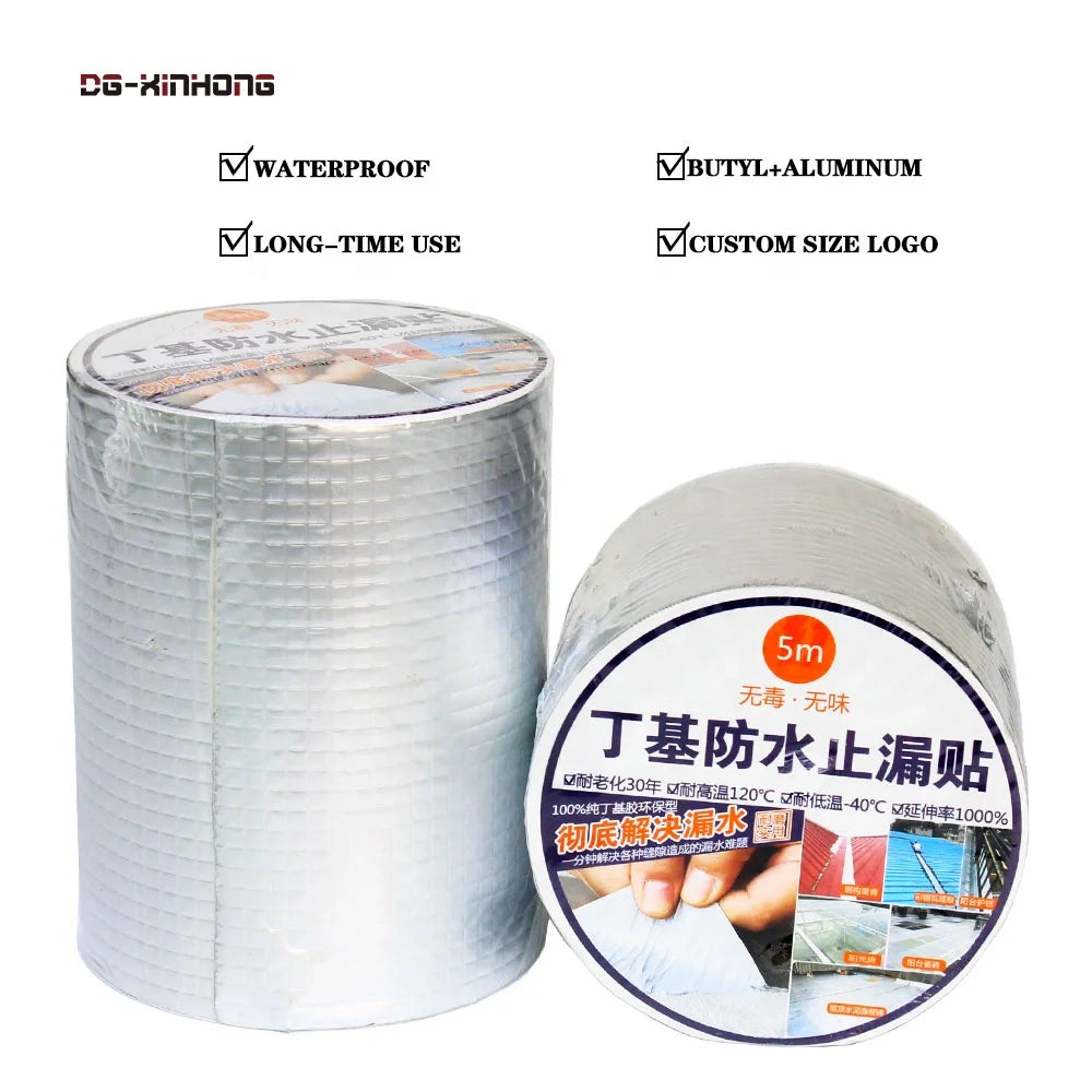 2- High Viscosity Waterproof House Window Metal Roof Flashing Leak Repairing Sealing Aluminum Foil Butyl Rubber Adhesive Tape