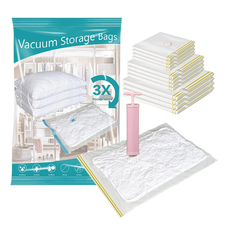 Multipurpose Premium Vacuum Compression Bags With Pump Vacuum Bags Set for Cloth Storage