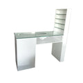 Modern Wood Manicure Table with Glass Top and Dust Collector for Nail Salon-Commercial Salon Furniture