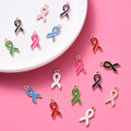Diy Enamel Red Purple Green Blue pink Ribbon Earrings Necklace Clothes Bag Shoes Accessories Charm Pendant for Jewelry Making
