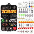 263pcs Float Ball Swivels Treble Hooks Split Rings Accessories Tackle Set for Sea Fishing