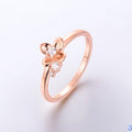 QX Custom OEM Fashion Jewelry Luxury Women 18k Rose Gold Plated 925 Sterling Silver Ice Flower Cubic Zircon Ring