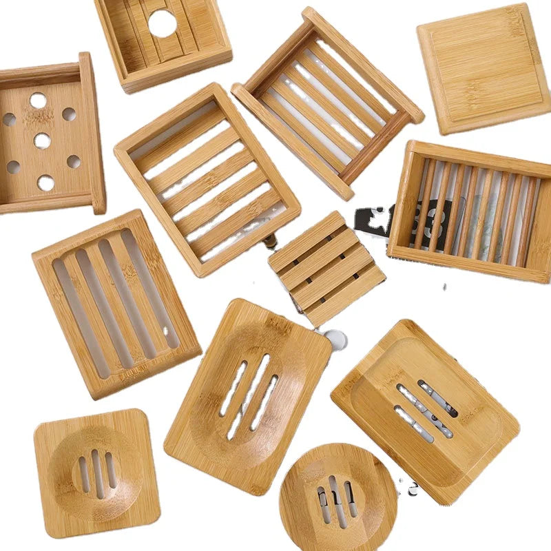 Bathroom Natural  Portable Soap Dishes Creative Simple Bamboo Manual Drain Bamboo Soap Box Soap Dish Tray