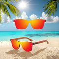 DUBERY 2025 Unisex Vintage Sunglasses Custom Logo Polarized UV400 Blue Black Red Rimless Fashion Wooden  Yellow Fashion  Eyewear