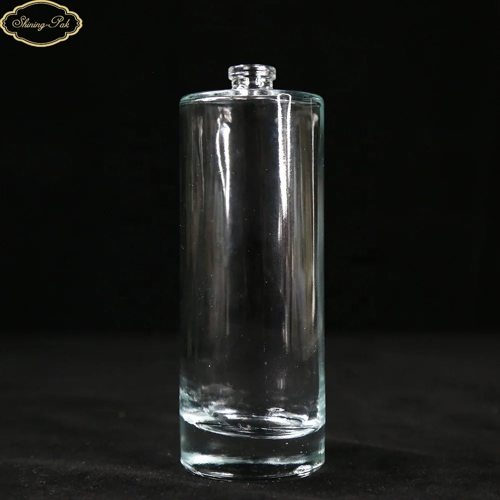 Custom 100ml Transparent Glass Cylinder Empty Perfume Bottle with Pump Sprayer Seal