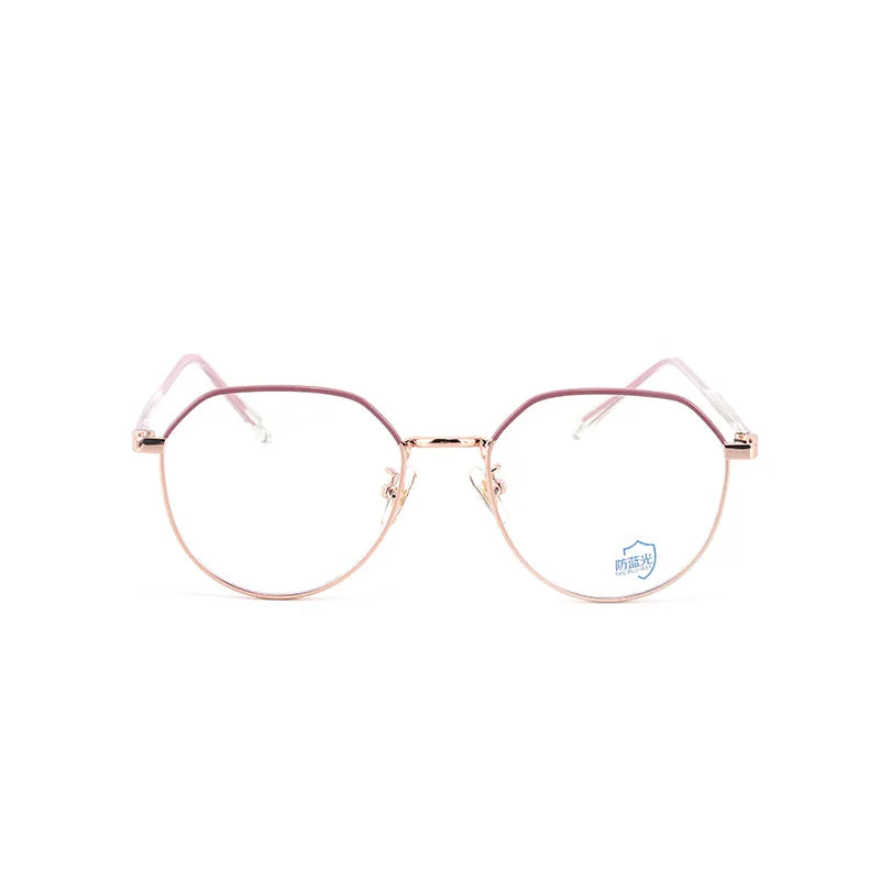 8224 Fashion Retro Metal Polygonal Eye Glasses Frames Women Anti Blue Light Irregular Transparent Optical Eyeglasses Frames
