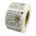 Small Business Custom Printed Coffee Addiction Labels Thank You for Supporting Circular Packaging Stickers