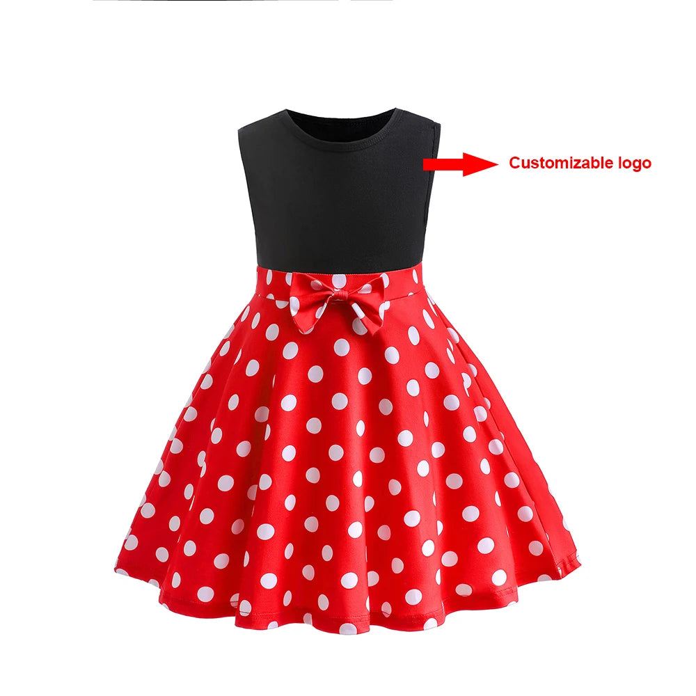 Custom Girls Polka Dots Princess Dress Birthday Fancy Dress up Party Cosplay Minnie Costume for Kids