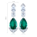 Super Shiny Luxury S925 Silver Lab Grown Emerald Gemstone Stud Earrings Elegant Style Charming Jewelry for Wedding & Party