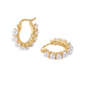 Wholesale Women Jewelry 925 Silver Gold Vermeil Geometric Pearl Earring Hoop Earrings