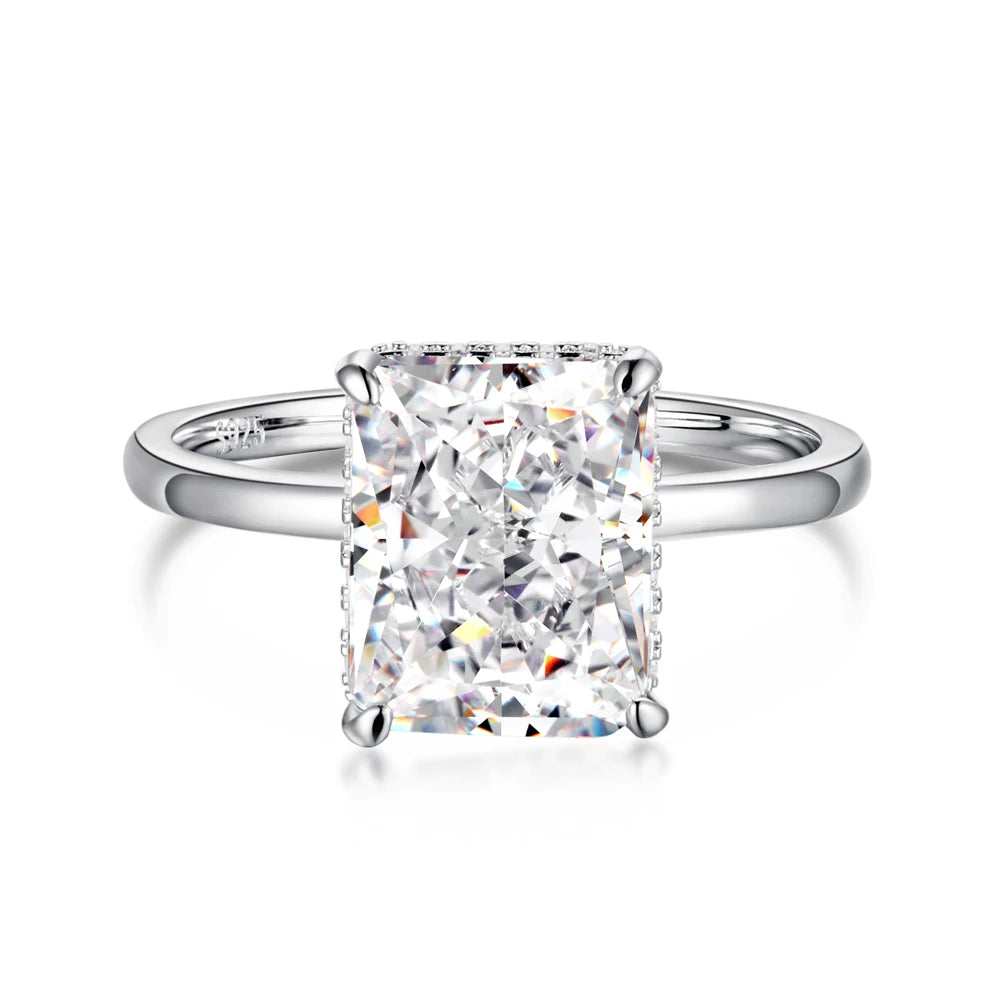 Dylam Fine Custom 8A CZ Engagement Moissanite Rings Diamond Wedding Jewelry S925 Sterling Silver Ring for Women 18K Gold Plated
