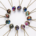 New Vintage Handmade Necklace Double Sided Glass Ball Pendant Necklace Creative Luminous Nebula Universe Planet Jewelry for Girl