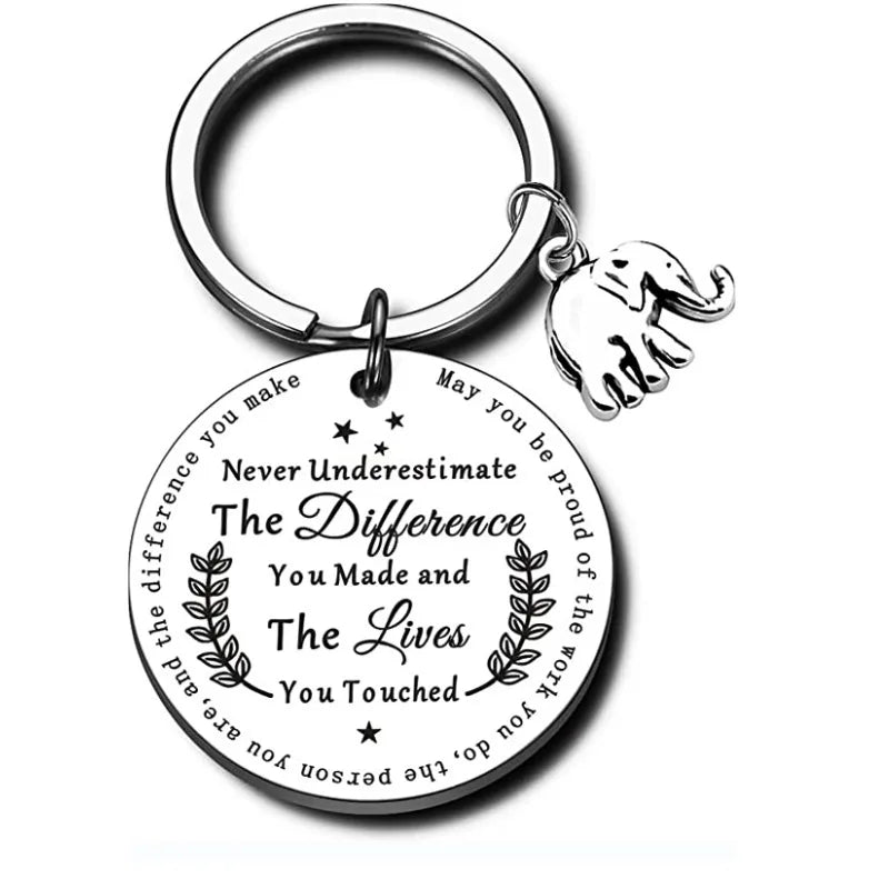 Never Underestimate the Difference Thank You Keychain Retirement Leaving Gift for Colleagues Teacher Gift Inspirational Keychain