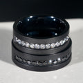 Fashion Rapper Jewelry Black 316L Stainless Steel Men Wedding Ring Half Row Iced Out Moissanite Diamond Titanium Hip Hop Ring
