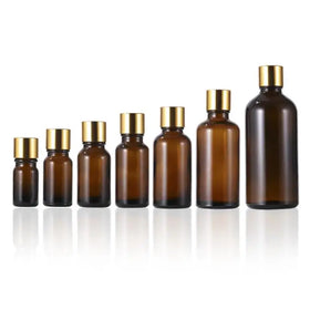 5ml 10ml 15ml 20ml 30ml 50ml 100ml Amber Blue Green Essential Oil Glass Bottle With Gold Cap and Euro Insert