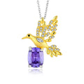 YILUN 925 Sterling Silver Gold Plated Bird With Amethyst Pendant Necklace for Women Fine Jewelry Gift for Her