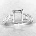 Sterling Silver 6*8mm Semi Mount Ring Square Shape Empty Frame Blank Claws Setting S925 Base Without Center Stone for Inlay DIY