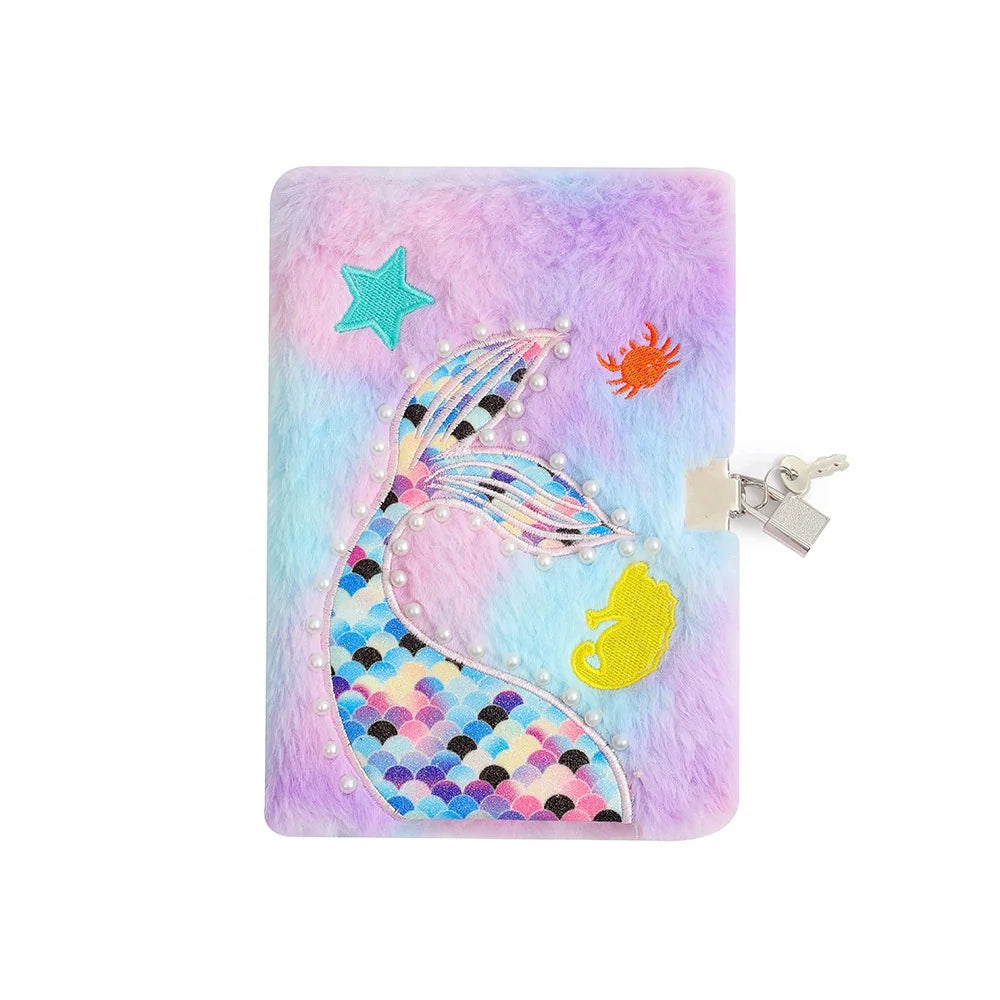 Kawaii Cute Mermaid Design School Notebook A5 Size Hardcover Notebook with Sewing Binding Secret Diary for Girls