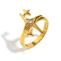 New Arrival 18K Gold Plated North Star Zircon Jewelry Trendy Stainless Steel Rings Anti-Tarnish Wedding Occasion Jewelry