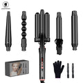 Professional Ceramic Luxury Design Interchangeable Adjustable 3 Barrel LCD Temperature Display PTC Electric Hair Household