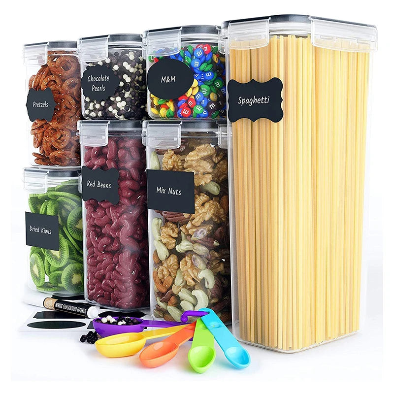 Kitchen Food Storage Container Cereal Dispenser 7pcs Set Plastic Airtight Cereal Storage Container