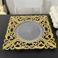 Luxury 12 Inch Gold Rim Square Plastic Charger Plate for Candy Chocolate Fruit Display at Weddings & Parties