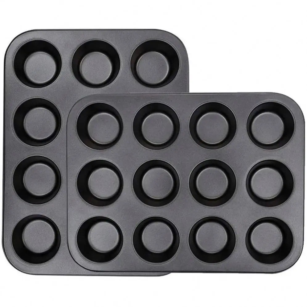 Hot Set Non-stick Mini Carbon Steel 12 Cups Round Muffin Cake Baking Tray Pan for Oven Baking Muffin Pan Cake Mold Bake Tray